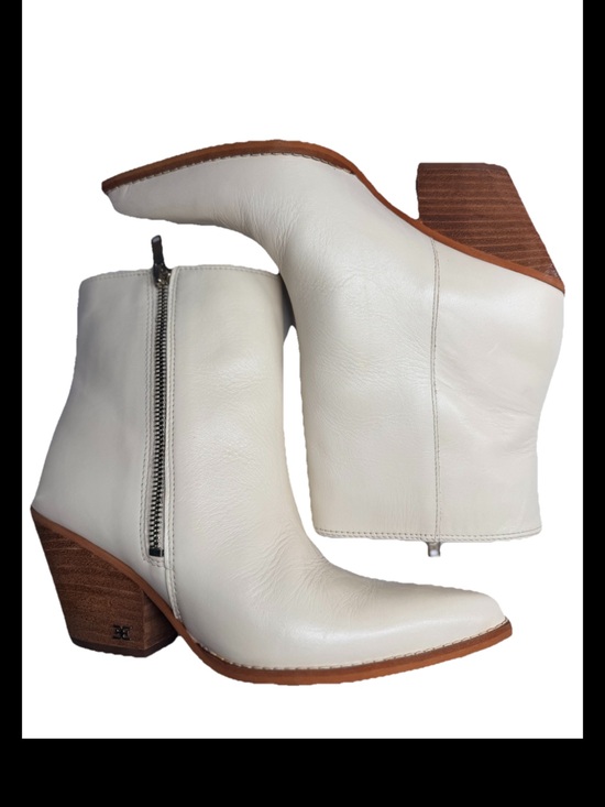 Shoes - SAM EDELMAN Jane Ivory Leather Cuban Heel Bootie Sz 7.5